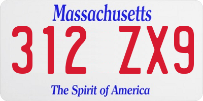 MA license plate 312ZX9