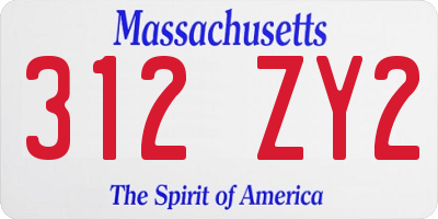 MA license plate 312ZY2