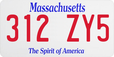 MA license plate 312ZY5