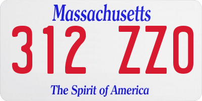 MA license plate 312ZZ0