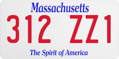 MA license plate 312ZZ1