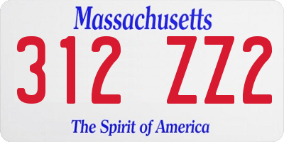 MA license plate 312ZZ2