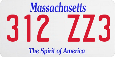 MA license plate 312ZZ3