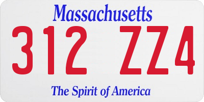 MA license plate 312ZZ4