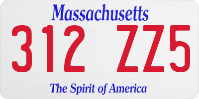 MA license plate 312ZZ5