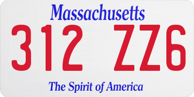 MA license plate 312ZZ6