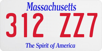 MA license plate 312ZZ7