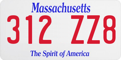 MA license plate 312ZZ8