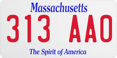 MA license plate 313AA0