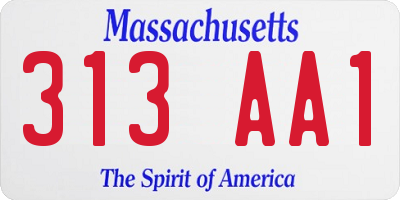 MA license plate 313AA1