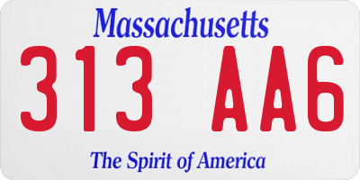 MA license plate 313AA6