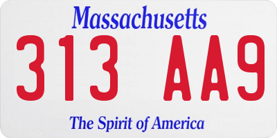 MA license plate 313AA9