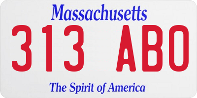 MA license plate 313AB0