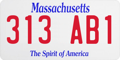 MA license plate 313AB1