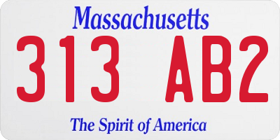 MA license plate 313AB2