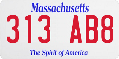 MA license plate 313AB8