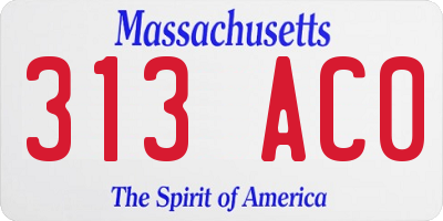 MA license plate 313AC0