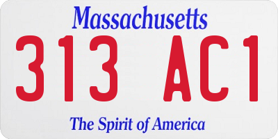 MA license plate 313AC1