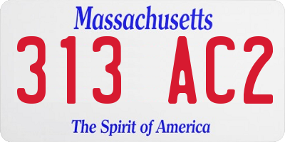 MA license plate 313AC2