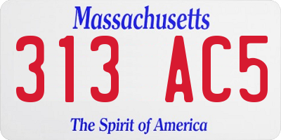 MA license plate 313AC5