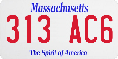 MA license plate 313AC6