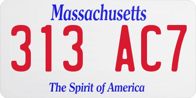 MA license plate 313AC7