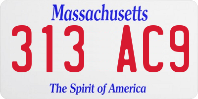 MA license plate 313AC9