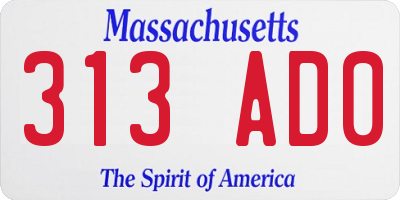 MA license plate 313AD0
