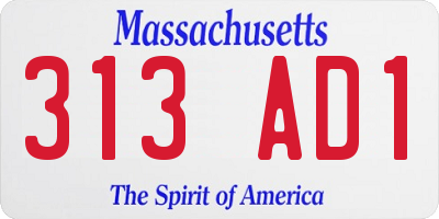 MA license plate 313AD1