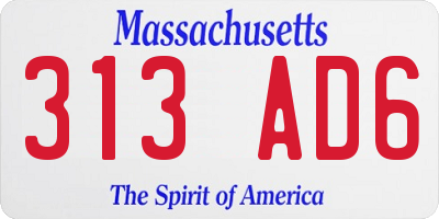 MA license plate 313AD6