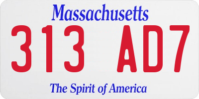MA license plate 313AD7