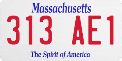MA license plate 313AE1