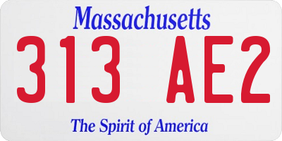 MA license plate 313AE2