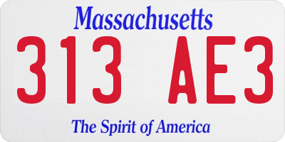 MA license plate 313AE3
