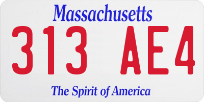 MA license plate 313AE4