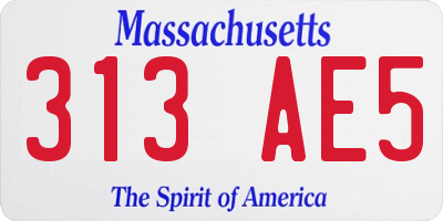 MA license plate 313AE5