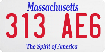 MA license plate 313AE6