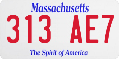 MA license plate 313AE7