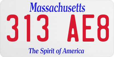 MA license plate 313AE8
