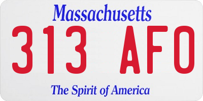 MA license plate 313AF0