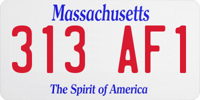 MA license plate 313AF1