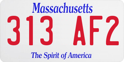 MA license plate 313AF2