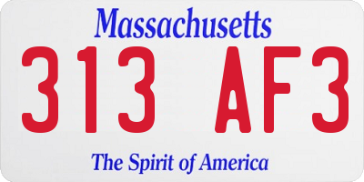 MA license plate 313AF3