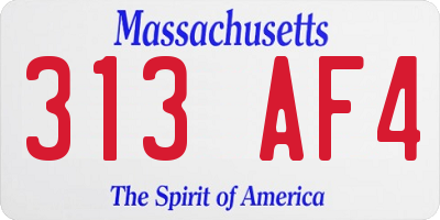 MA license plate 313AF4