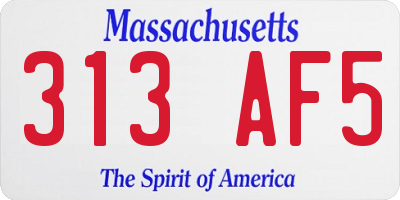 MA license plate 313AF5
