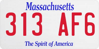 MA license plate 313AF6