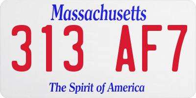 MA license plate 313AF7