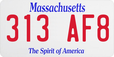 MA license plate 313AF8
