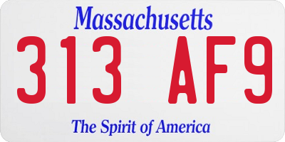 MA license plate 313AF9