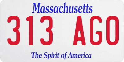 MA license plate 313AG0